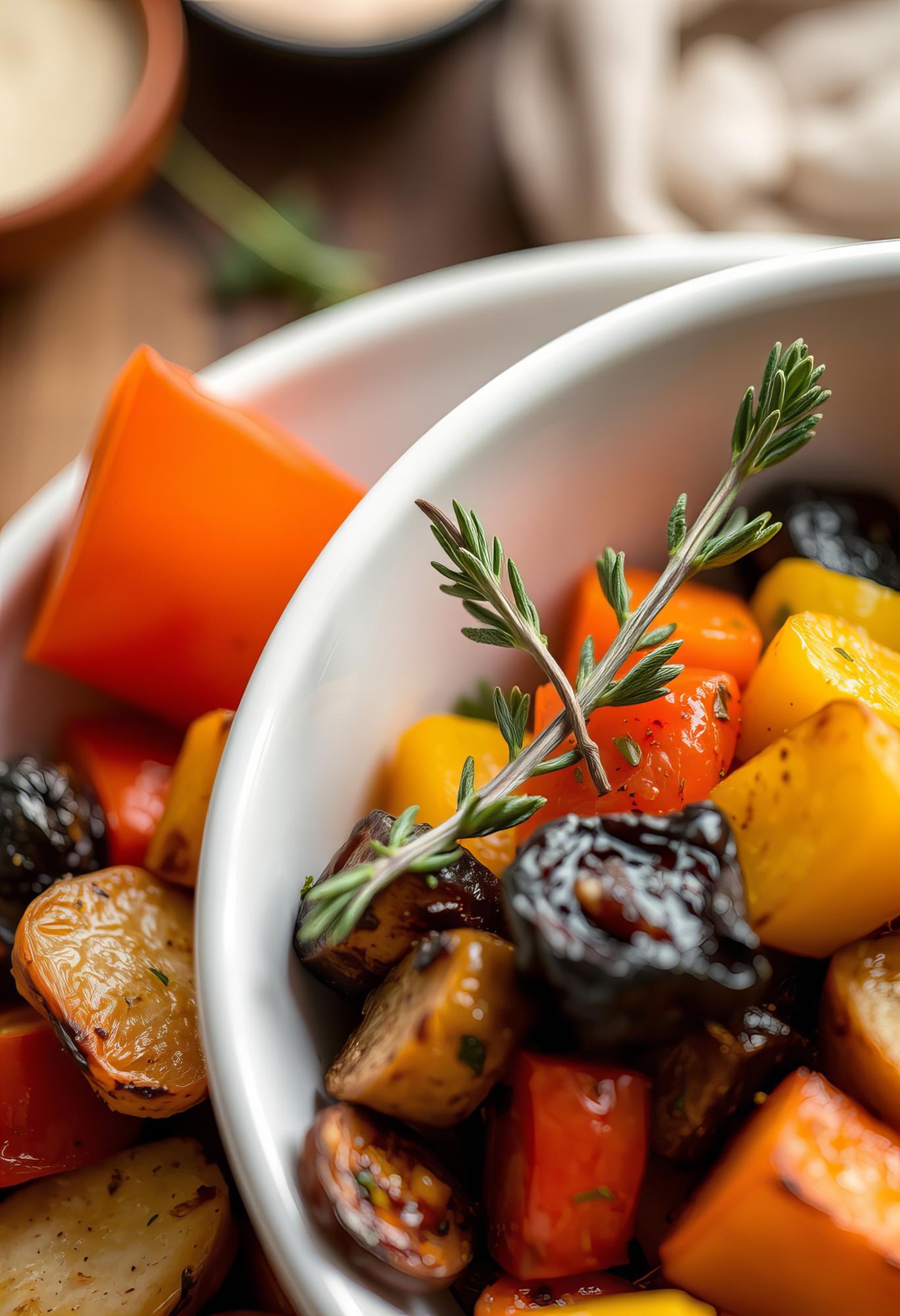 Close-up of roasted vegetables