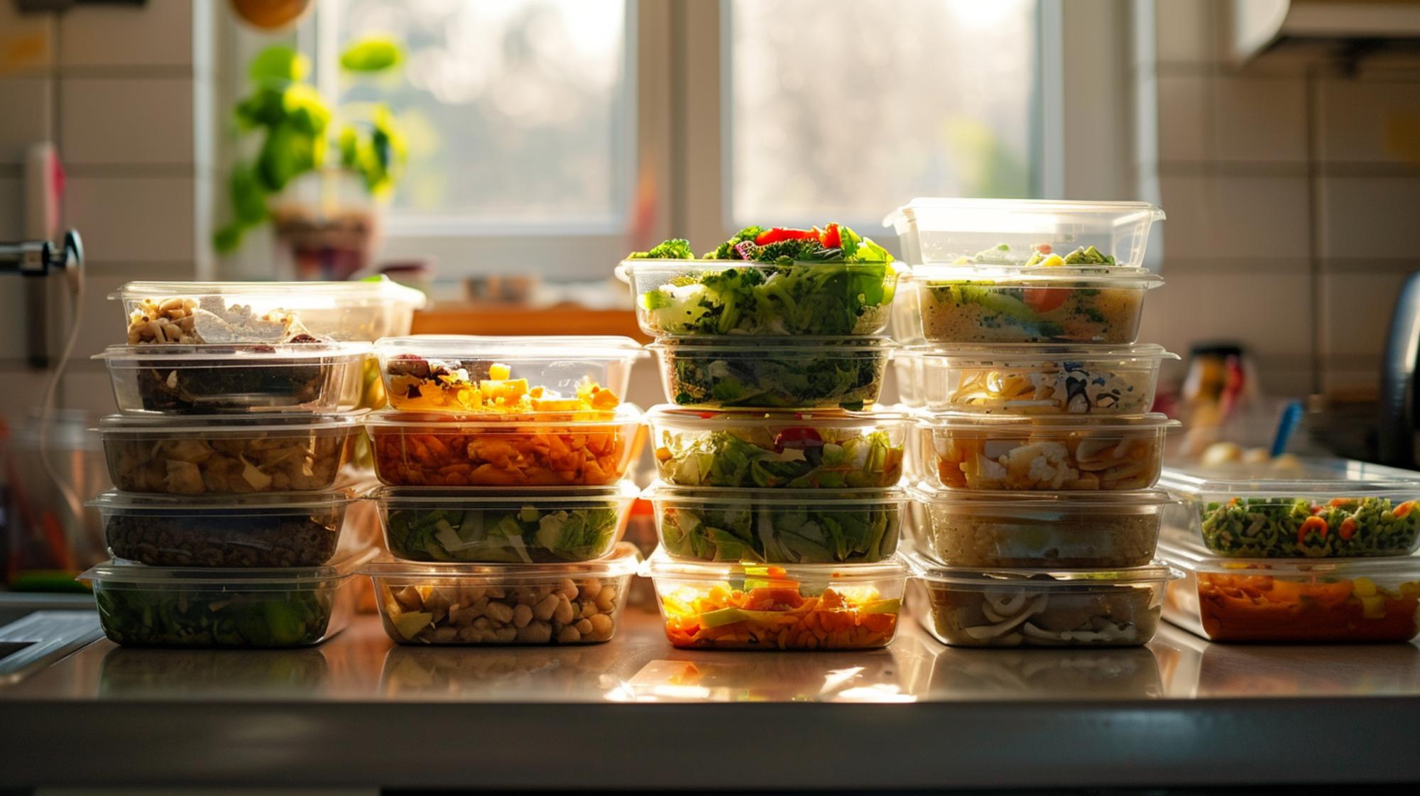 Stack of ready-to-serve containers